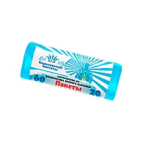 Мешки для мусора 60 л, голубые, в рулоне 20 шт., ПНД, 7 мкм, 680х580 мм, Королевство Чистоты, МК3988 (ПЭКЧ-60-20г) в Новочеркасске