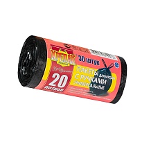 Мешки для мусора 20 л, с ручками, черные, в рулоне 30 шт., ПНД, 10 мкм, 550х440 мм, Крепак, 4607075710276 в Новочеркасске Мешки для мусора 20 л, с ручками, черные, в рулоне 30 шт., ПНД, 10 мкм, 550х440 мм, Крепак, 4607075710276 в Новочеркасске