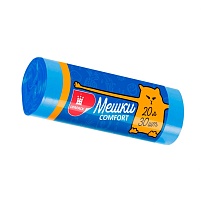Мешки для мусора 20 л, синие, в рулоне 30 шт., ПНД, 8 мкм, 500х400 мм, Comfort, М0017 (МН 20-30с) в Новочеркасске