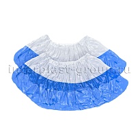 Бахилы бело-синие 1000 шт (500 пар), 48 мкм, двойная подошва, с одной резинкой, Эконом+ в Новочеркасске