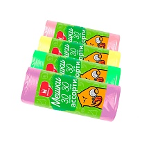 Мешки для мусора 30 л, ассорти, в рулоне 30 шт., ПНД, 5 мкм, 560х480 мм, Эконом, МЭ8716 в Новочеркасске