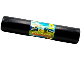 Мешки для мусора 200 л, ароматизированные, черные, в рулоне 10 шт., ПВД, 100 мкм, 1200х800 мм, Добрыня, Dob20010black в Новочеркасске
