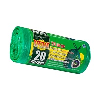 Мешки для мусора 20 л, биоразлагаемые, с ручками, черные, в рулоне 30 шт., ПНД, 10 мкм, 550х440 мм, Крепак, 4607075710047 в Новочеркасске