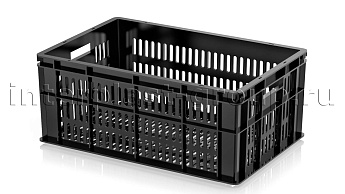 Ящик для молока, мяса, овощей и фруктов большая перфорация дно перфорированное черный в Новочеркасске Ящик для молока, мяса, овощей и фруктов большая перфорация дно перфорированное черный в Новочеркасске