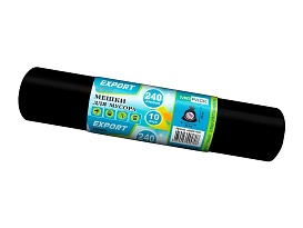 Мешки для мусора 240 л, черные, в рулоне 10 шт., ПВД 80 мкм, 1300х930 мм, EXPORT, exp 24010167 в Новочеркасске