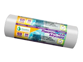 Мешки для мусора 60 л, белые, в рулоне 20 шт., ПНД, 7 мкм, 700х600 мм, MIRPACK Classik, 602052 в Новочеркасске