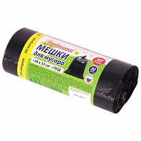 Мешки для мусора 30 л, черные, в рулоне 30 шт., ПНД, 7 мкм, 550х480 мм, Любаша, 608089 в Новочеркасске