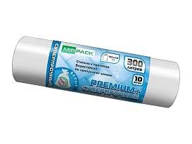 Мешки для мусора 300 л, белые, в рулоне 10 шт., ПВД 70 мкм, 1400х1000 мм, PREMIUM+, 300101602 в Новочеркасске