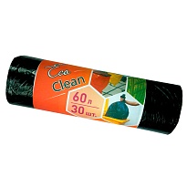 Мешки для мусора 60 л, черные, в рулоне 30 шт., ПНД, 6 мкм, 640х580 мм, Концепция Быта EcoClean, 603890 в Новочеркасске