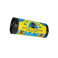 Мешки для мусора 30 л, с ушками, черные, в рулоне 30 шт., ПНД, 8 мкм, 580х460 мм, Крепакоф, 4607075710412 в Новочеркасске Мешки для мусора 30 л, с ушками, черные, в рулоне 30 шт., ПНД, 8 мкм, 580х460 мм, Крепакоф, 4607075710412 в Новочеркасске