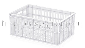 Ящик для молока, мяса, овощей и фруктов большая перфорация дно перфорированное белый в Новочеркасске