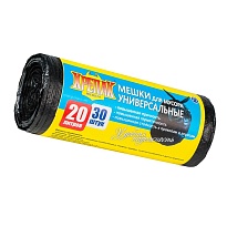 Мешки для мусора 20 л, черные, в рулоне 30 шт., ПНД, 10 мкм, 550х440 мм, Крепак, 4607075710092 в Новочеркасске