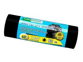 Мешки для мусора 60 л, ароматизированные, черные, в рулоне 20 шт., ПНД, 8 мкм, 800х600 мм, ХИТ, 6020867 в Новочеркасске