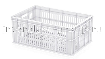 Ящик для молока, мяса, овощей и фруктов большая перфорация дно сплошное белый в Новочеркасске Ящик для молока, мяса, овощей и фруктов большая перфорация дно сплошное белый в Новочеркасске